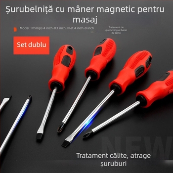 Șurubelniță magnetică cu cap Phillips și cap plat, din oțel 45#, Jiapan