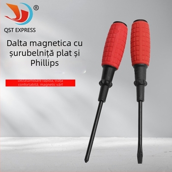 Șurubelniță magnetică cu mâner tip granat, capete plat și Philips, oțel carbon, 43 g – QST EXPRESS