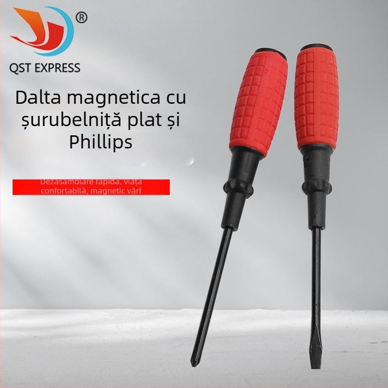 Șurubelniță magnetică cu mâner tip granat, capete plat și Philips, oțel carbon, 43 g – QST EXPRESS