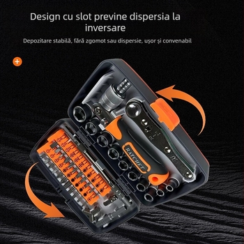 Set de șurubelnițe 38 în 1 pentru reparații casnice, vârfuri din oțel crom-vanadiu, cuplu maxim 180 N·m, vârf magnetic, marca 2880A