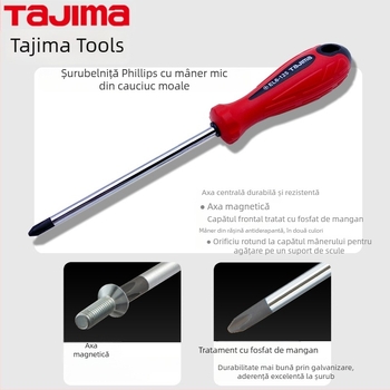 Șurubelniță Philips magnetic Tajima EL serie, mâner din cauciuc moale, oțel Cr-V, vârf de 3 mm