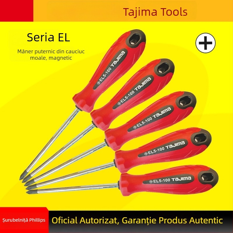 Șurubelniță Philips magnetic Tajima EL serie, mâner din cauciuc moale, oțel Cr-V, vârf de 3 mm