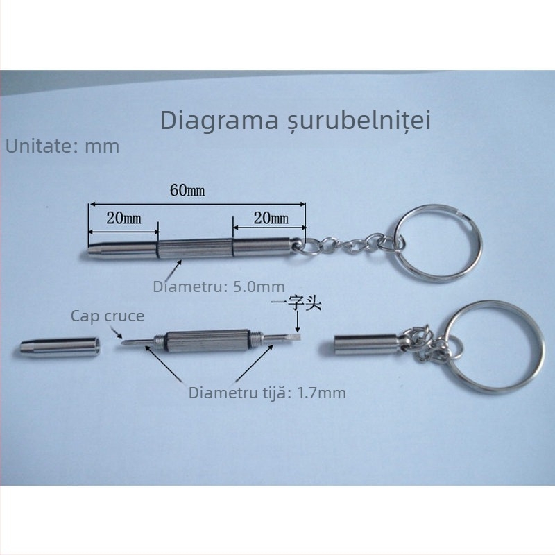 Șurubelniță pentru ochelari, dublă utilizare, cap cruce, personalizabilă, pentru șuruburi de 1,6–1,8 mm
