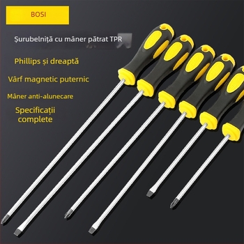 Persia șurubelniță Philips, mâner pătrat din TPR, magnetizată, 3-8 mm, pentru reparații în casă