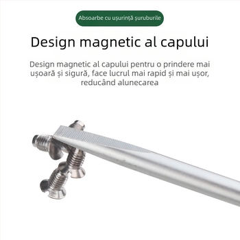 Șurubelniță pentru mașina de cusut, vârf magnetic, oțel CR-V crom-vanadiu, mâner din lemn, cap plat, greutate 140 g
