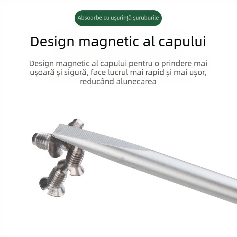 Șurubelniță pentru mașina de cusut, vârf magnetic, oțel CR-V crom-vanadiu, mâner din lemn, cap plat, greutate 140 g