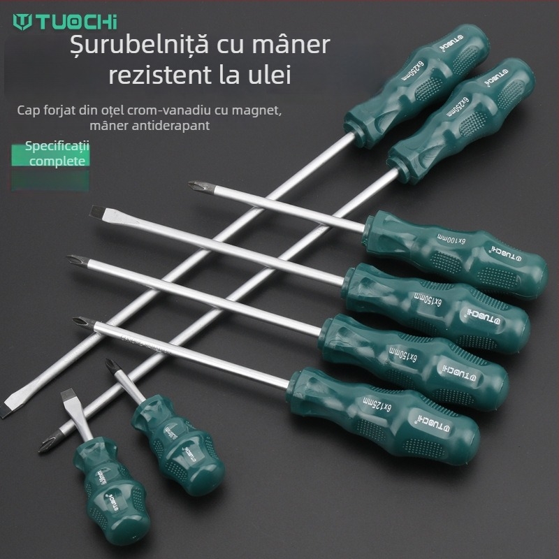 TOTCHI set șurubelnițe magnetice, cap plat și cruce, duritate înaltă, rezistente la ulei, oțel crom-vanadiu, uz casnic, diverse dimensiuni