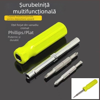 Șase în unu: șurubelniță multifuncțională cu cap Philips dublu, oțel crom-vanadiu, magnetică, izolată