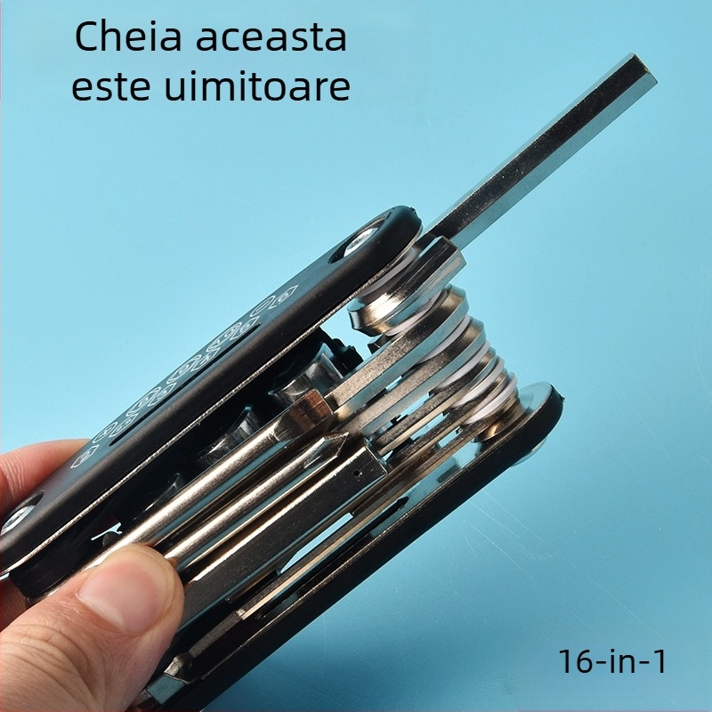 Set multifuncțional de șurubelnițe și chei hexagonale pliant, 16 în 1, portabil, detașabil, din oțel S2