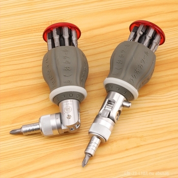 Set de șurubelnițe cu mecanism de ratchet pentru multiple unghiuri, 8 bituri, oțelin CR-V, magnetic, greutate ~0,3 kg