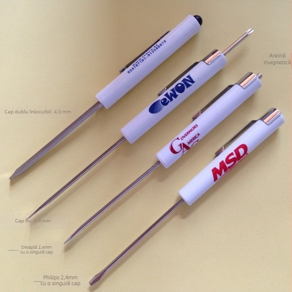 Șurubelniță mini de precizie, cu capete duble, în stil pix, din oțel carbon