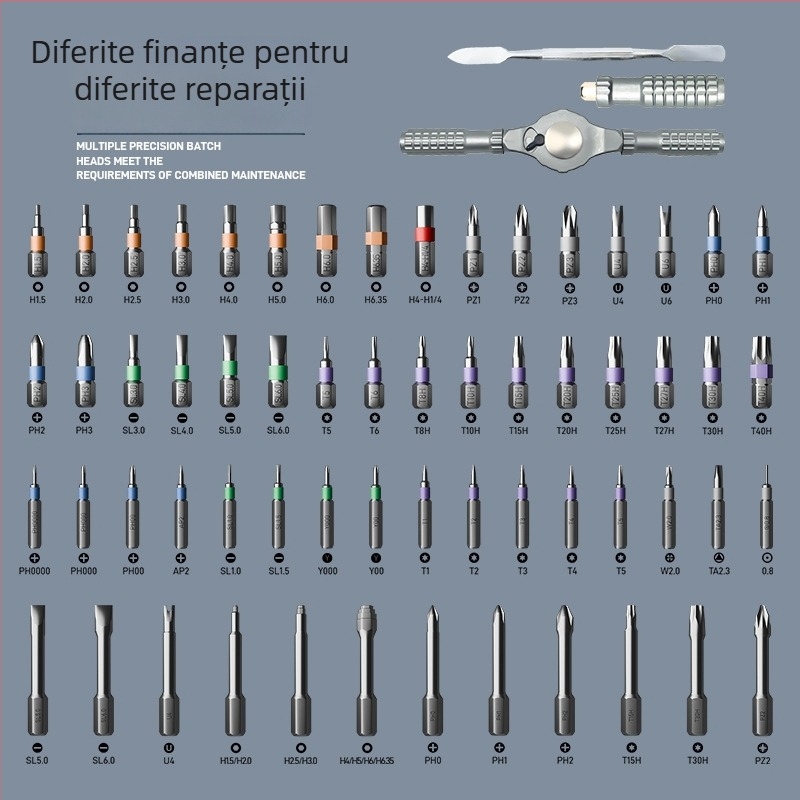 Peng Hui Set de șurubelnițe cu clichet 65 în 1, biți din oțel S2, magneți, cuplu maxim 40 N·m