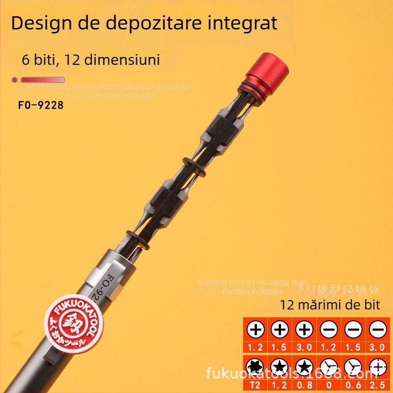 Șurubelniță stil pix, cu vârfuri interschimbabile (cruce și plat), din oțel CR-V, magnetică, neizolată, aproximativ 0,05 kg