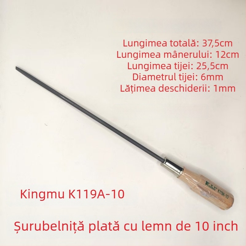 Șurubelniță cu mâner din lemn, oțel de unelte S2, magnetic, cap plat, K118A/K119A, 150 g