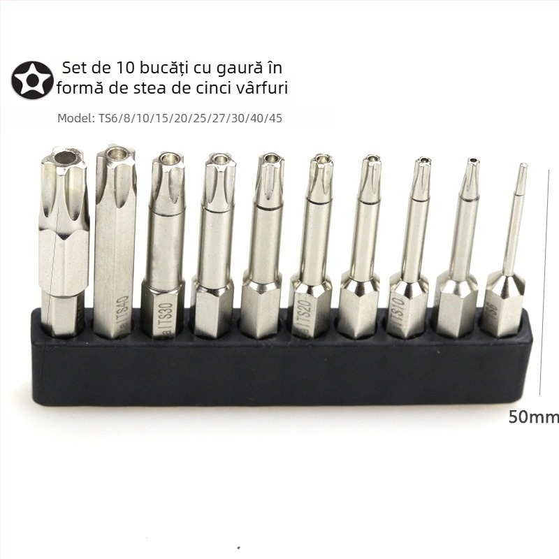 Set Torx cu 7 piese, cuplaj de 1/4 inch, magnetic, oțel S2, Katar/Qida