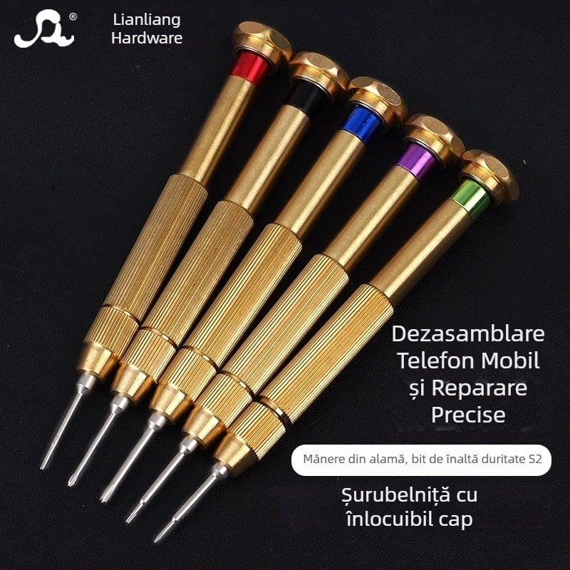 Şurubelniţă de precizie cu cap schimbabil, din oţel aliaj S2, pentru reparatii telefoane Apple şi Android (Magnetic, Neizolat, Greutate 0.045)