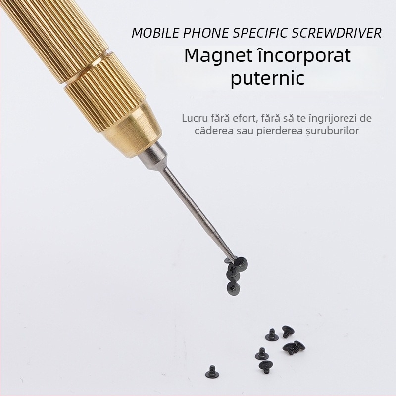 Şurubelniţă de precizie cu cap schimbabil, din oţel aliaj S2, pentru reparatii telefoane Apple şi Android (Magnetic, Neizolat, Greutate 0.045)