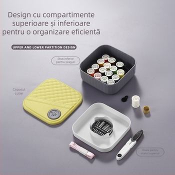 Cutie portabilă de cusut, plastic, depozitare cu două niveluri, kit de cusut