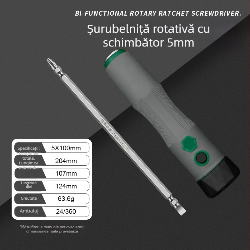 Șurubelniță duală cu cap cruci și plat, izolată, oțel CR-V, mâner TPR, nemagnetic