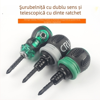 FUTE șurubelniță mini telescopic cu clichet bidirecțional, cap de tăiere din oțel carbon, magnetică și izolată, cu cap în formă de ridiche
