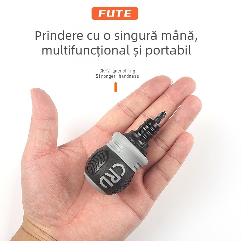 FUTE șurubelniță mini telescopic cu clichet bidirecțional, cap de tăiere din oțel carbon, magnetică și izolată, cu cap în formă de ridiche