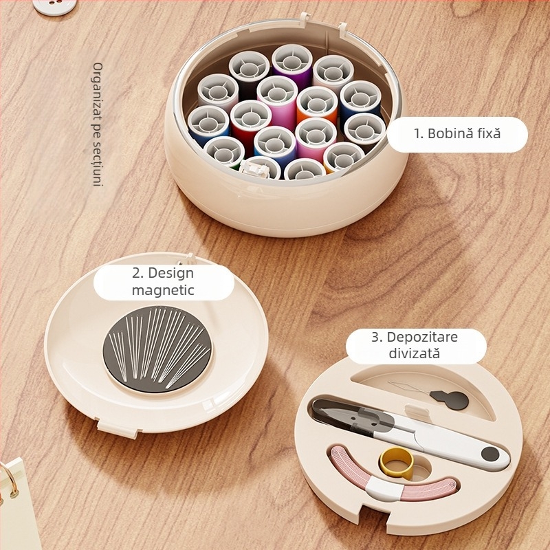 Kit magnetic de cusut cu unelte de mână pentru uz casnic, cutie de cusut portabil