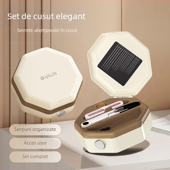 Cutie portabilă de cusut – stil buzunar, plastic, set de 60 piese, design minimalist