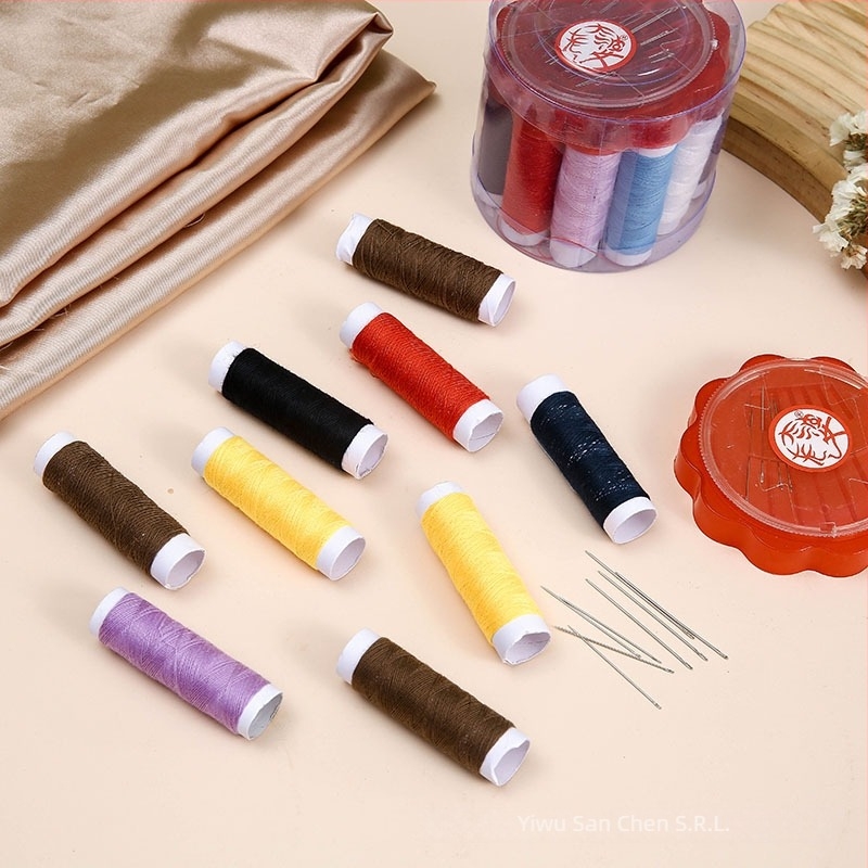 Set de cusut într-o cutie rotundă, din plastic, 252 piese