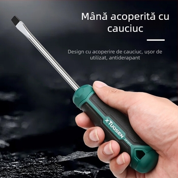xTuosen Șurubelniță magnetică din oțel cu carbon, mâner cauciucat — neizolată