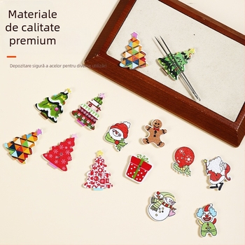 Unealtă de aspirare a acului pentru broderie — design din lemn, serie de Crăciun, portabilă, anti-pierdere