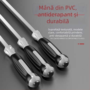 Șurubelniță industrială cu tijă lungă, 1000 mm, oțel Cr-V, neizolată, fără magnet, 1,21 kg, utilizare multiplă