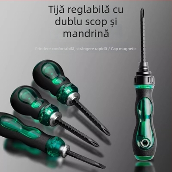 Set extensibil de șurubelnițe dual-use, axe din oțel nichel-chrom inox, magnetice, izolate, mâner din plastic, 150 g