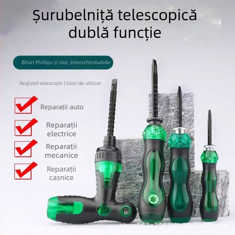 Set extensibil de șurubelnițe dual-use, axe din oțel nichel-chrom inox, magnetice, izolate, mâner din plastic, 150 g