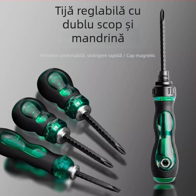 Set extensibil de șurubelnițe dual-use, axe din oțel nichel-chrom inox, magnetice, izolate, mâner din plastic, 150 g
