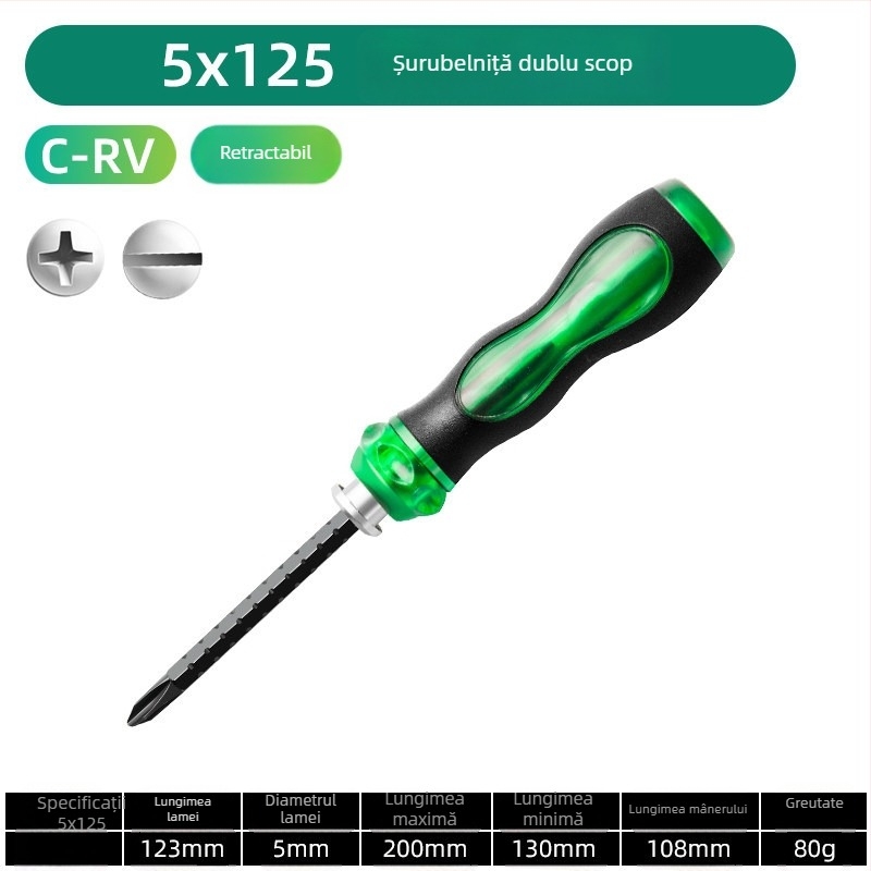 Set extensibil de șurubelnițe dual-use, axe din oțel nichel-chrom inox, magnetice, izolate, mâner din plastic, 150 g