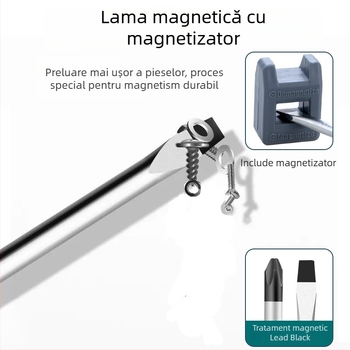 Set magnetic de șurubelnițe cu cap cruce, din oțel carbon, 10 piese
