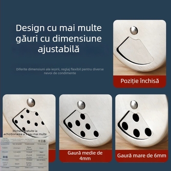 Meigangxing Recipient de condimente din oțel inoxidabil, rotativ pentru condimente solide, capac rotativ, imprimare logo disponibil, ustensilă de bucătărie