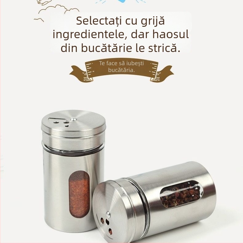 Sticlă de condimente din oțel inoxidabil, cu capac rotativ, pentru grătar