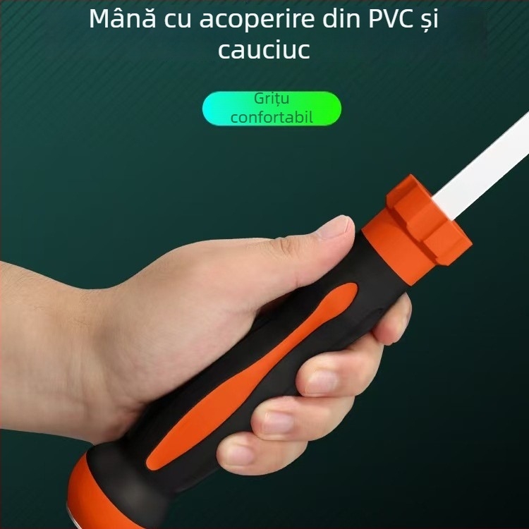 Șurubelniță cu cap plat, oțel carbon, mâner TPR, fără izolație, ne-magnetic, greutate 1, tip cap șurub: plat