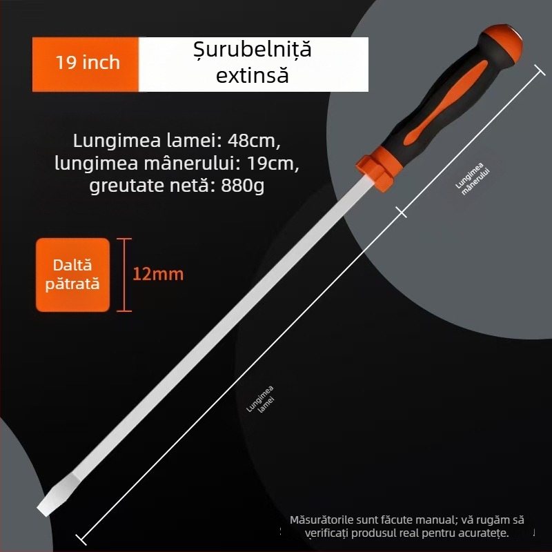 Șurubelniță cu cap plat, oțel carbon, mâner TPR, fără izolație, ne-magnetic, greutate 1, tip cap șurub: plat
