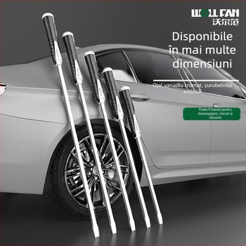 Șurubelniță industrială extralongă cu cap plat, din oțel Cr-V, neizolată, nemagnetică, mâner din material adeziv