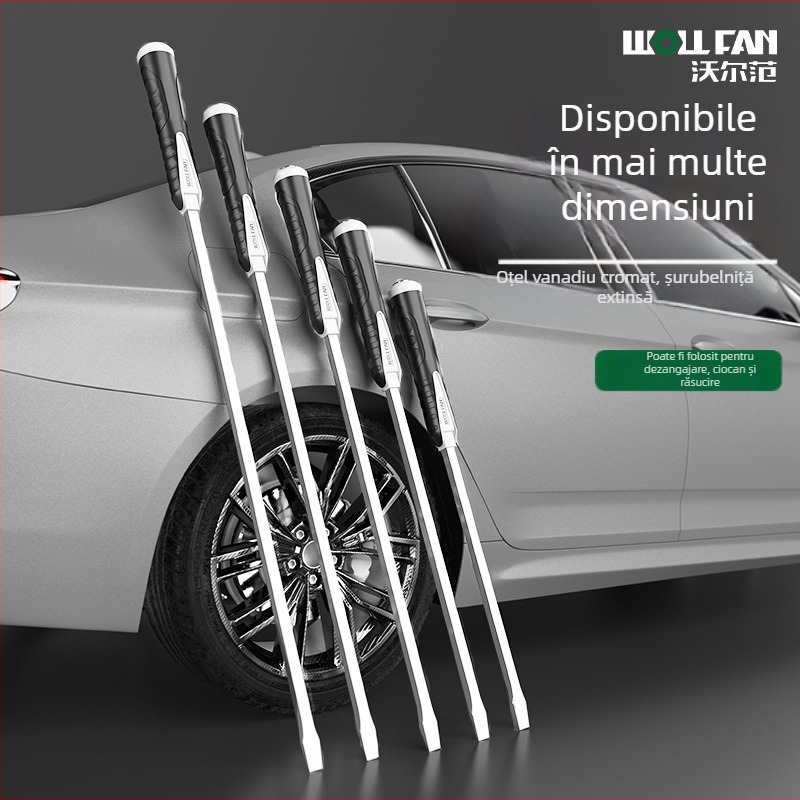 Șurubelniță industrială extralongă cu cap plat, din oțel Cr-V, neizolată, nemagnetică, mâner din material adeziv