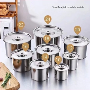 Recipient din oțel inoxidabil pentru condimente cu capac – vas de ulei pentru bucătării casnice și comerciale, stil minimalist modern, logo inclus, toate într-unul