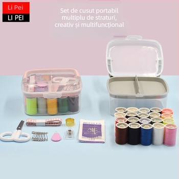 Set portabil de cusut în cutie – trusă multifuncțională cu ace