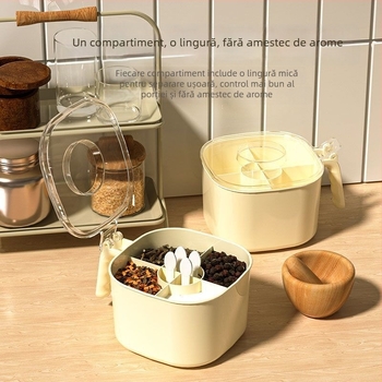 Set de cutii pentru condimente din plastic cu capac — depozitare pentru condimente solide, logo personalizabil, organizator de bucătărie premium în stil chinezesc