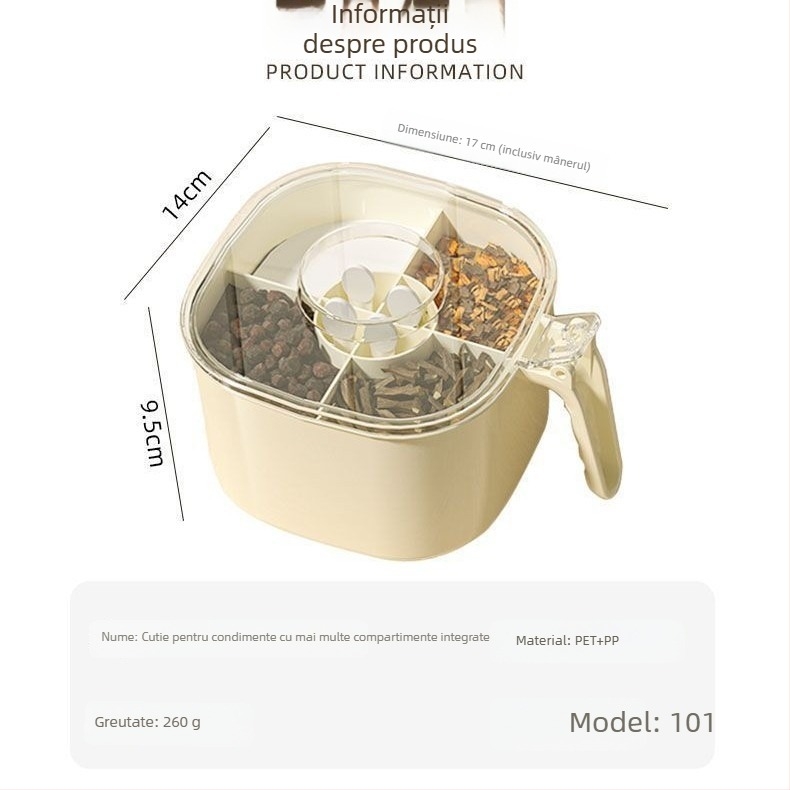 Set de cutii pentru condimente din plastic cu capac — depozitare pentru condimente solide, logo personalizabil, organizator de bucătărie premium în stil chinezesc