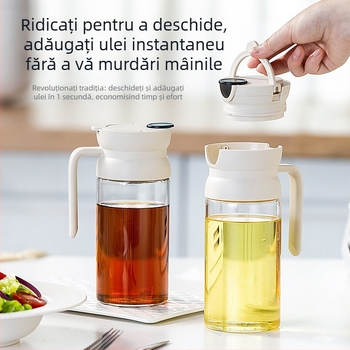 Sticlă de ulei din sticlă cu capac care se deschide automat — pentru ulei și condimente, stil modern minimalist, Joman