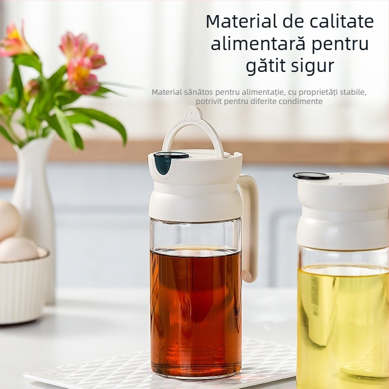 Sticlă de ulei din sticlă cu capac care se deschide automat — pentru ulei și condimente, stil modern minimalist, Joman