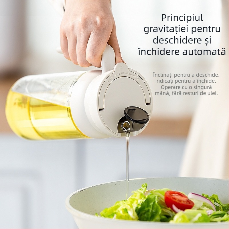 Sticlă de ulei din sticlă cu capac care se deschide automat — pentru ulei și condimente, stil modern minimalist, Joman