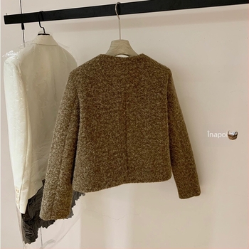 Cardigan top, tricot din lână, stil coreean, croială lejeră, material îngroșat